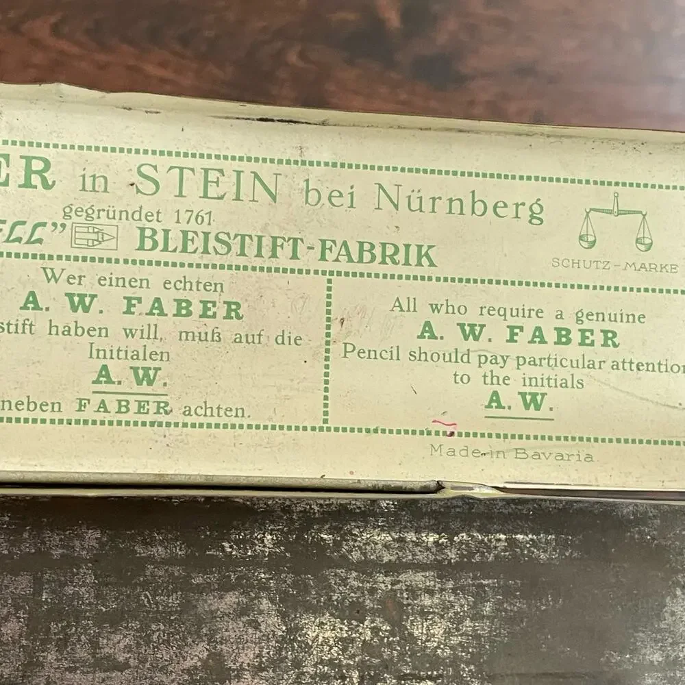 AW Faber Castell Pencil Tin Case Box Vtg Metal Germany EMPTY Draw Drafting READ